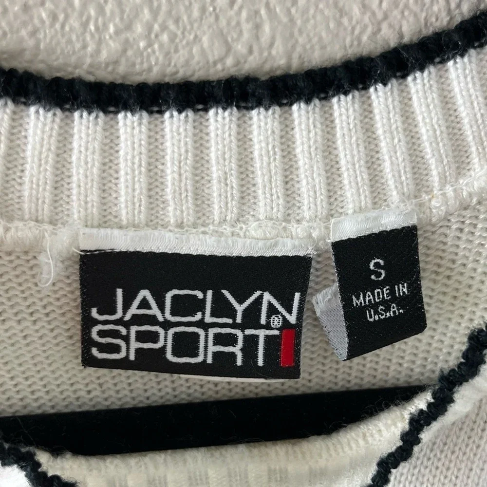 Vintage Black White Striped Sweater Retro Sport Knit Small
